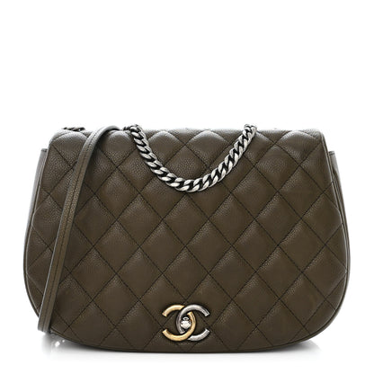 Chanel Caviar Quilted Casual Pocket Messenger Flap Khaki 1 of 12
