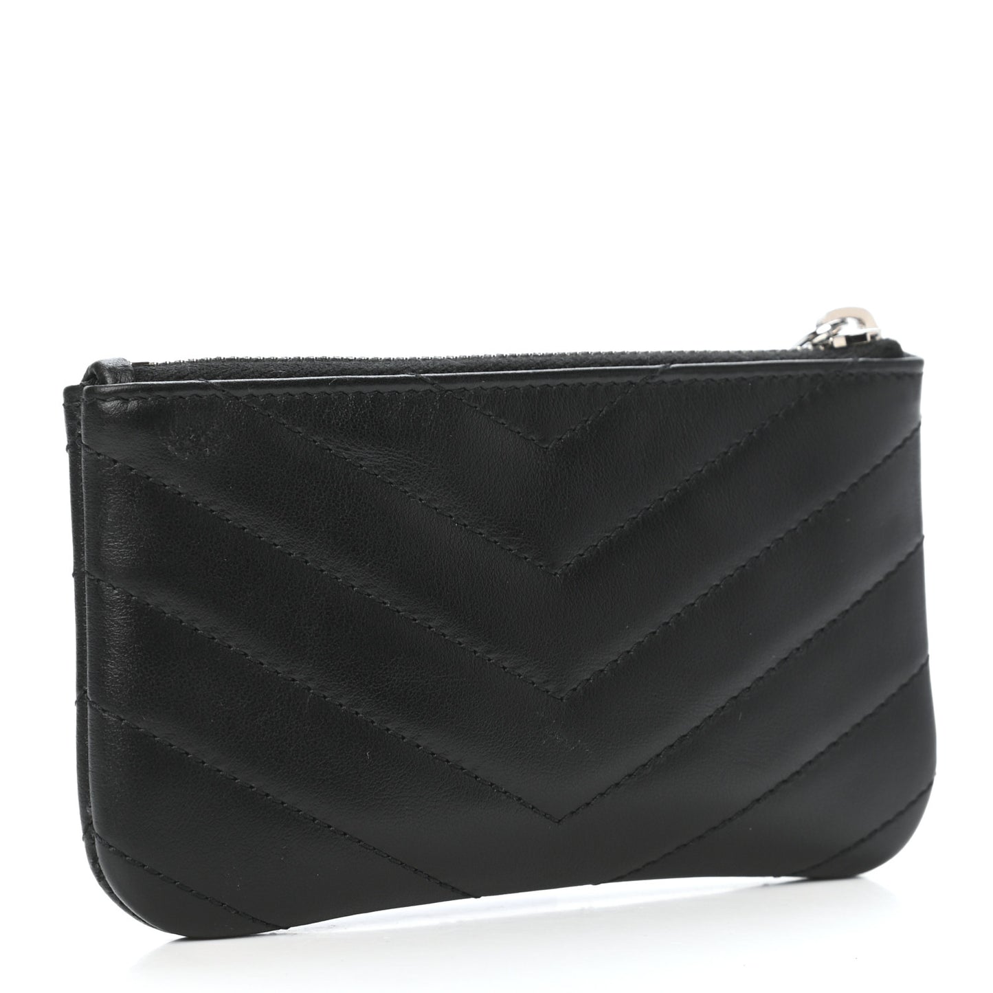 Calfskin Matelasse Monogram Key Pouch Black