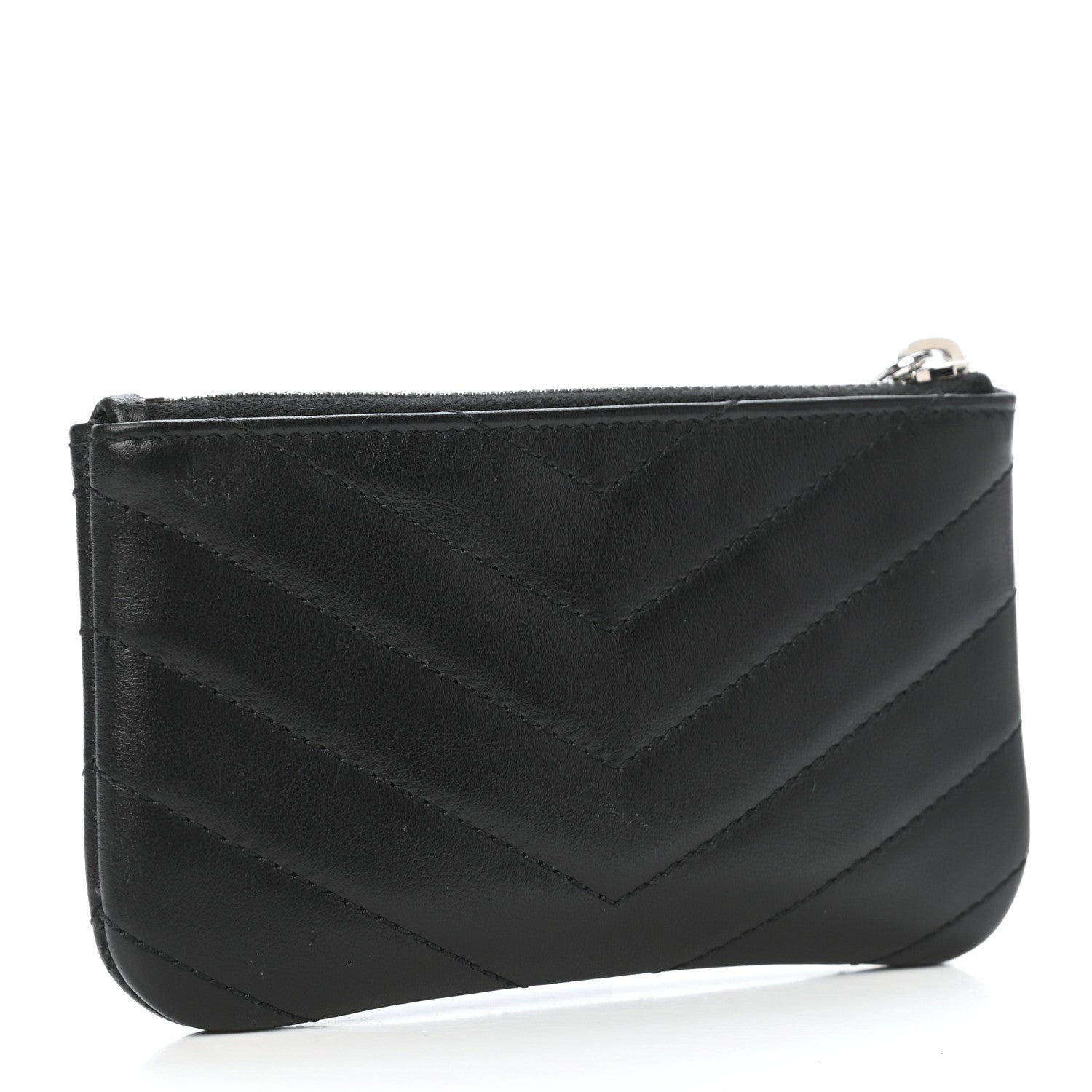 Saint Laurent Calfskin Matelasse Monogram Key Pouch Black 3 of 9