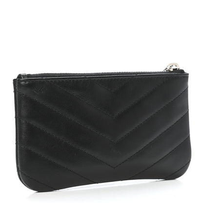 Saint Laurent Calfskin Matelasse Monogram Key Pouch Black 3 of 9
