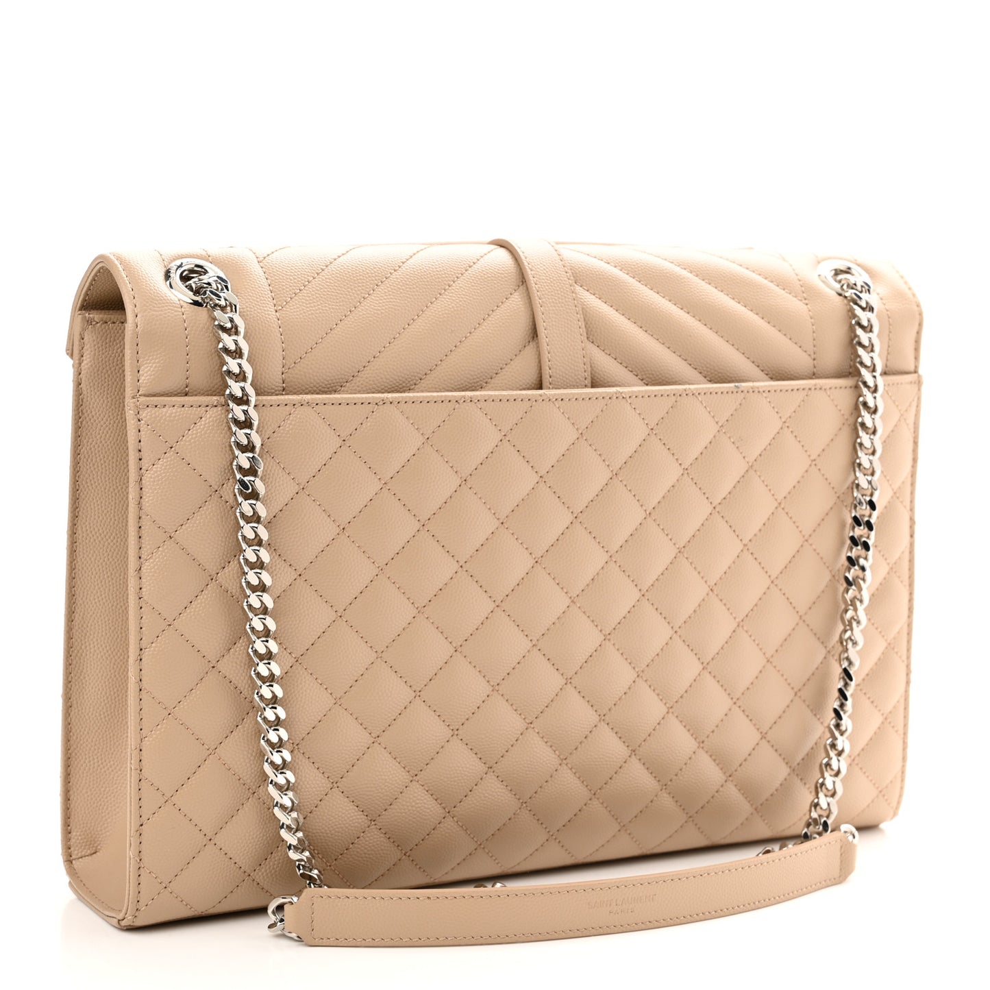 Grain De Poudre Mixed Matelasse Large Triquilt Monogram Satchel Dark Beige