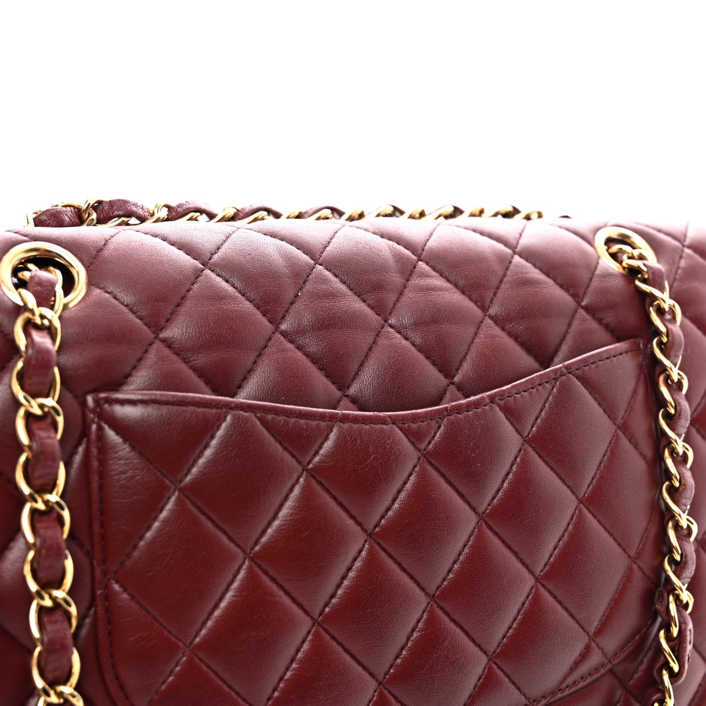 Lambskin Quilted Medium Double Flap Burgundy