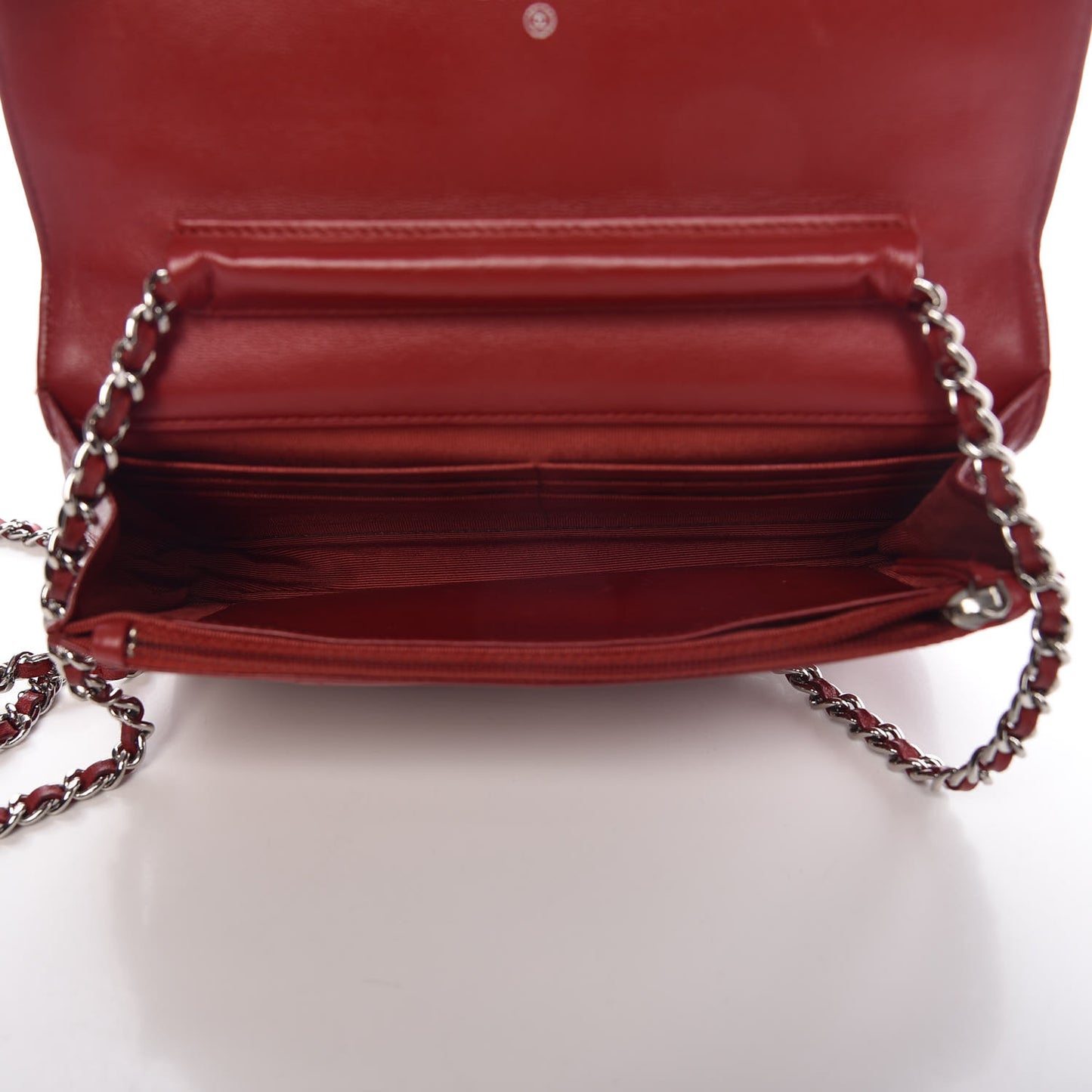 Lambskin Quilted Wallet On Chain WOC Red