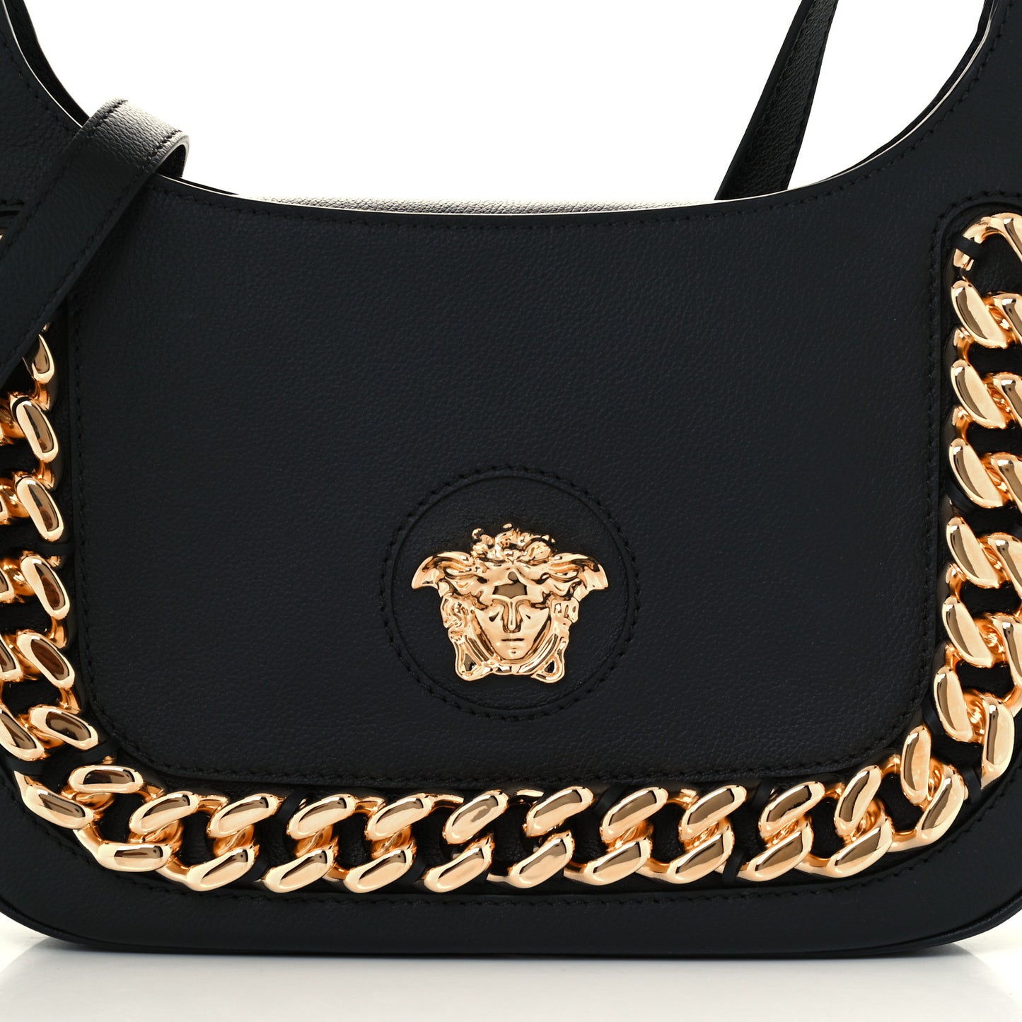 Calfskin La Medusa Chain Hobo Bag Black