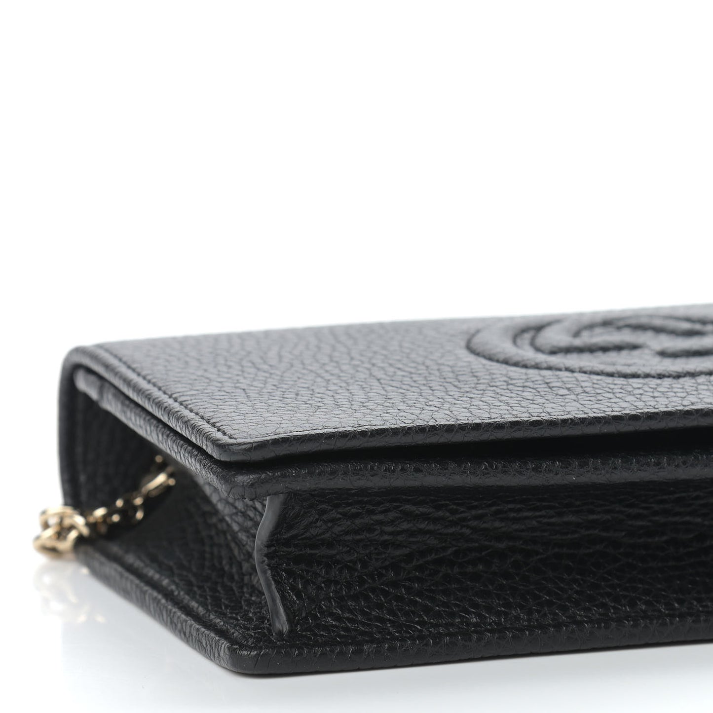 Pebbled Calfskin Soho Wallet on Chain Black