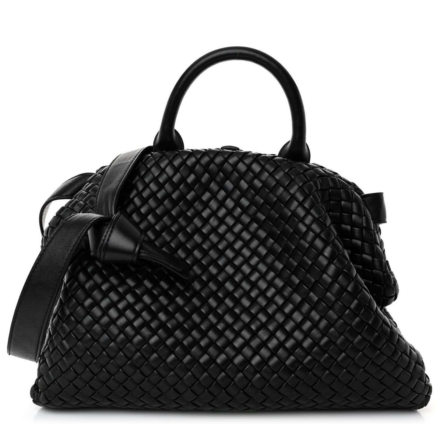 Nappa Intrecciato Medium Padded The Handle Tote Black