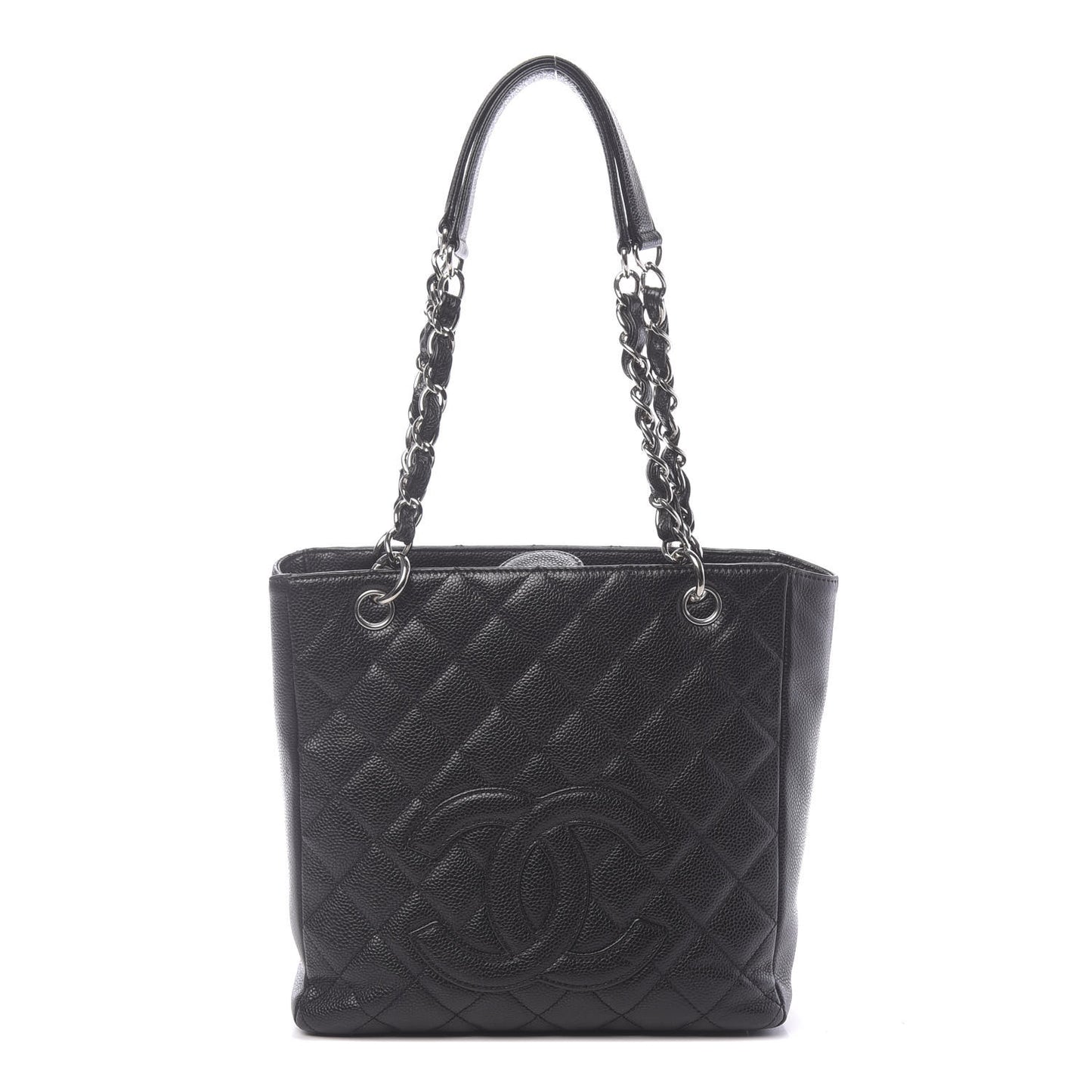 Caviar Quilted Petit Shopping Tote PST Black