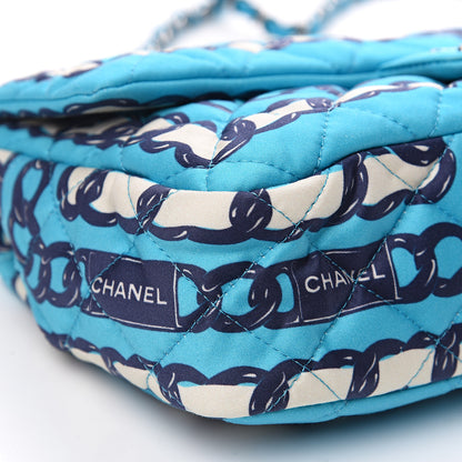 Chanel Silk Chain Printed Medium Single Flap Blue 7 of 8