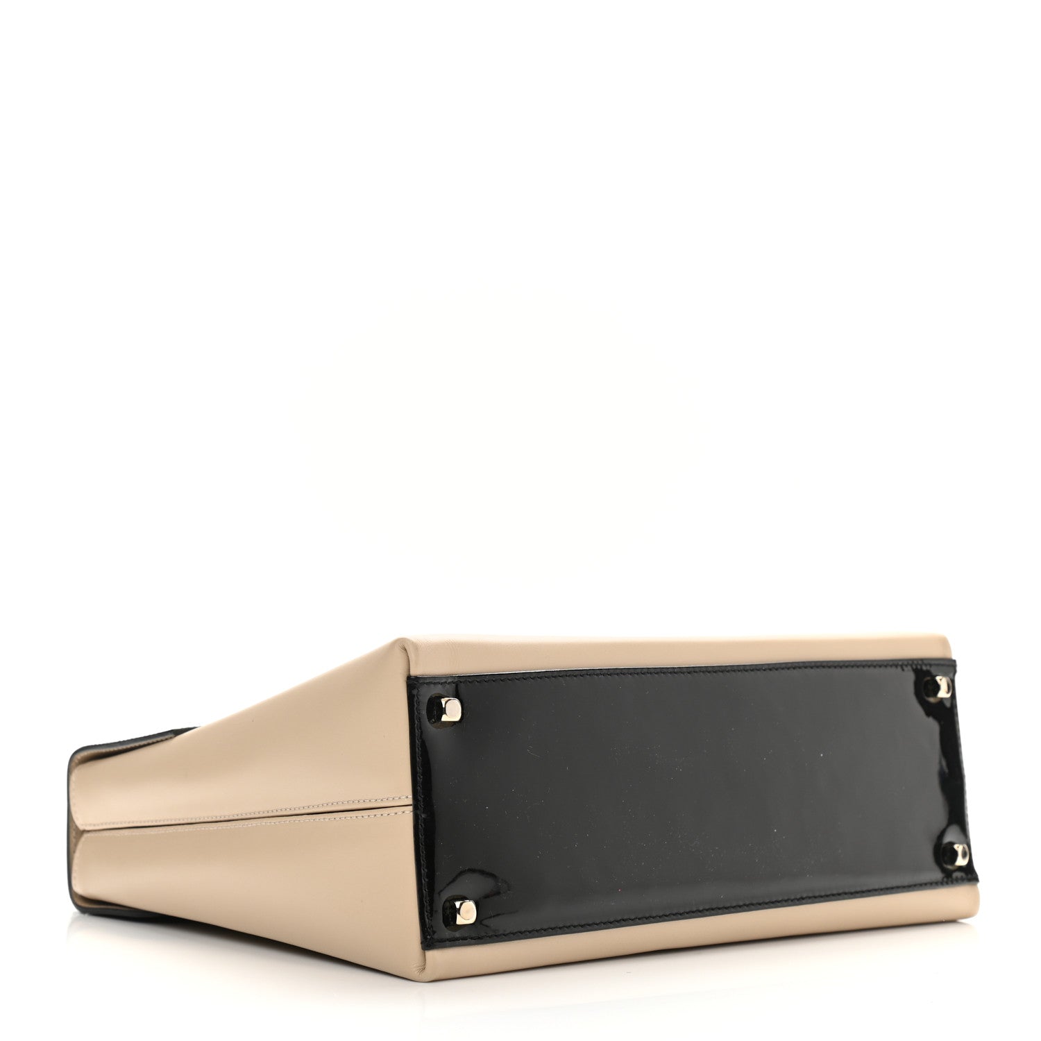 Salvatore Ferragamo Patent Calfskin Gancini Top Handle Black Beige 4 of 9