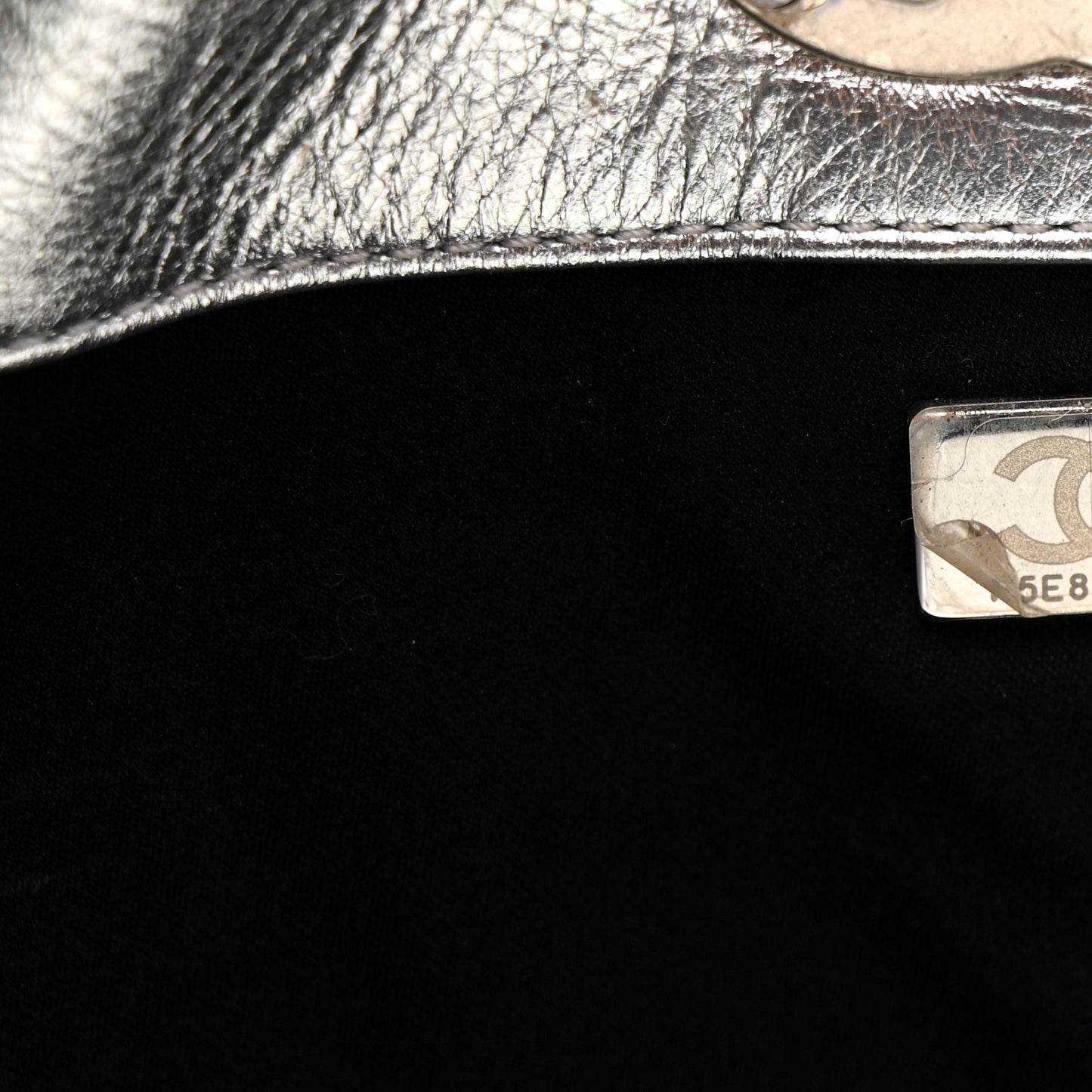 Metallic Calfskin Stitched CC Club Monaco Tote Silver