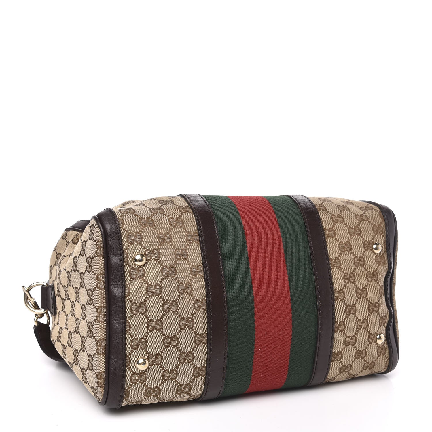 Gucci Monogram Vintage Web Medium Boston Dark Brown 4 of 11