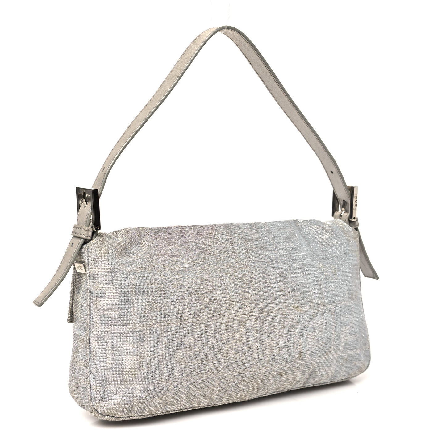 Metallic Lurex Zucca Vitello Baguette Argento