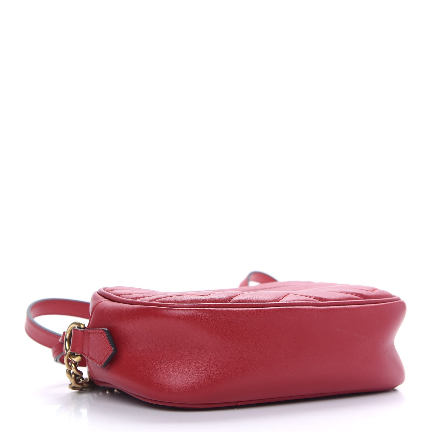 Gucci Calfskin Matelasse Mini GG Marmont Chain Shoulder Bag Hibiscus Red 4 of 9
