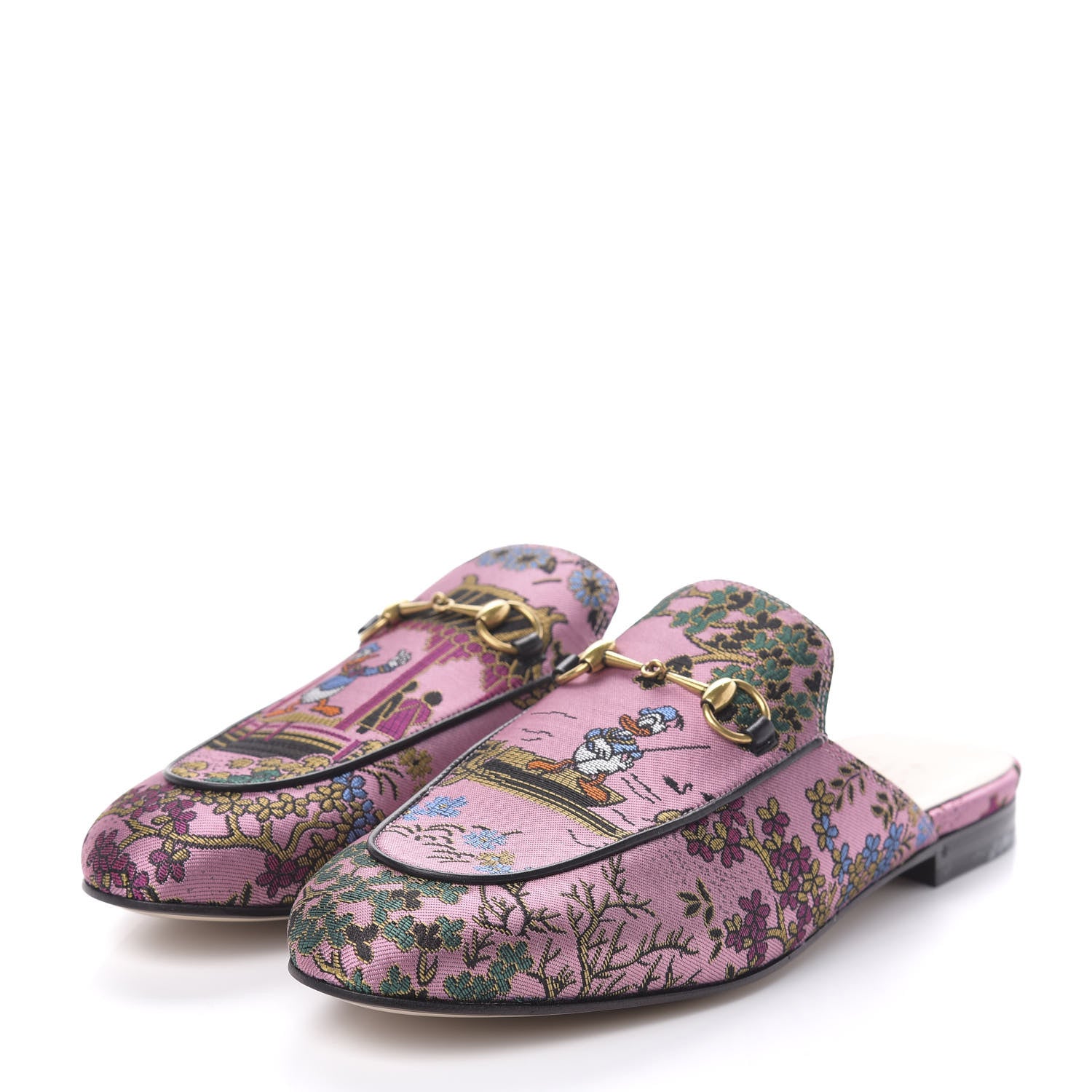 Gucci X DISNEY Jacquard Japanese Donald Duck Womens Princetown Slippers 41 Pink Black 3 of 9