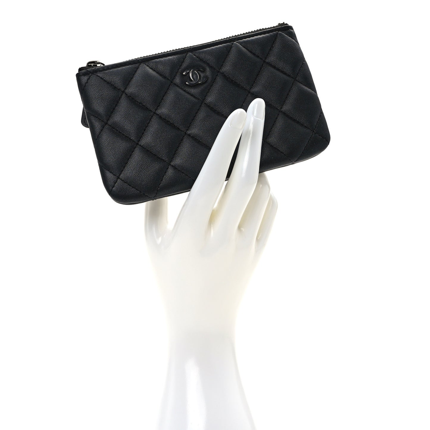 Pearly Lambskin Quilted Small Cosmetic Case So Black