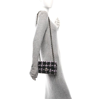 Chanel Tweed Quilted Mini Rectangular Flap Black Pink White 2 of 11