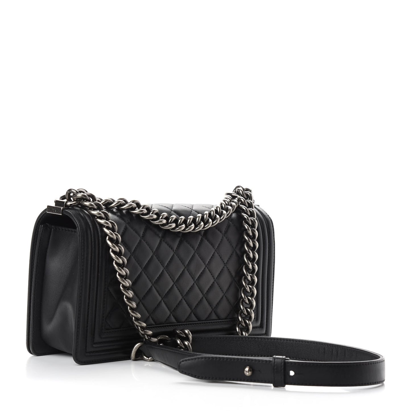Lambskin Quilted Medium Boy Flap Black