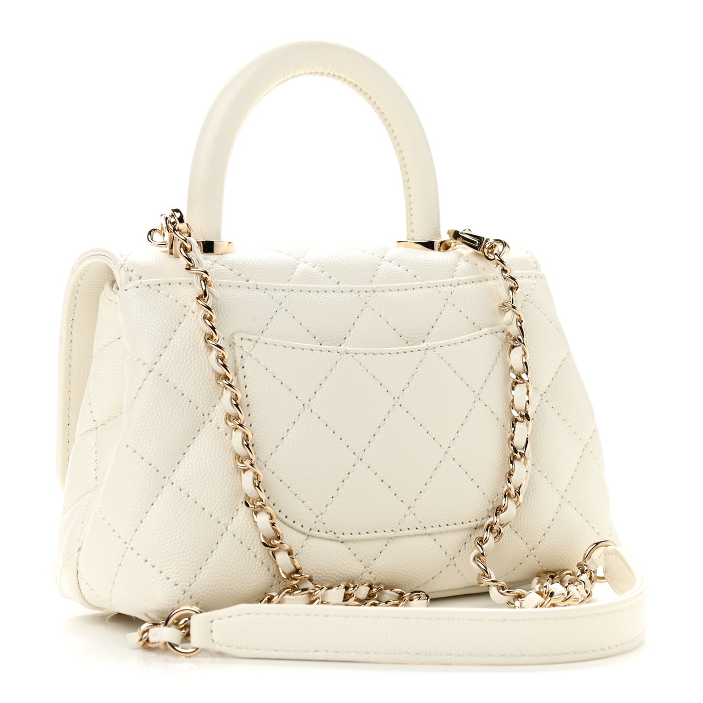 Caviar Quilted Extra Mini Coco Handle Flap White