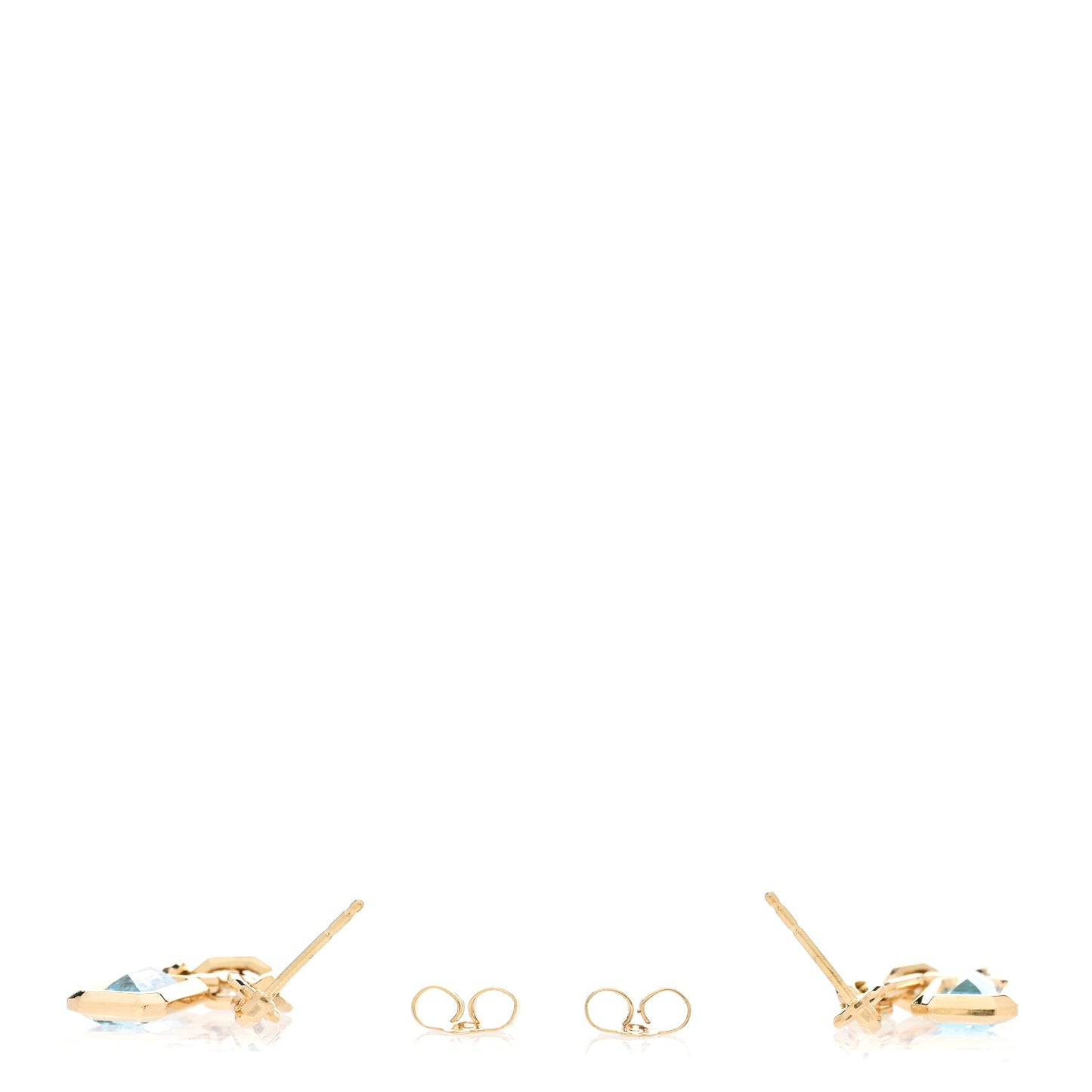18K Yellow Gold Blue Topaz Novella Chain Drop Earrings