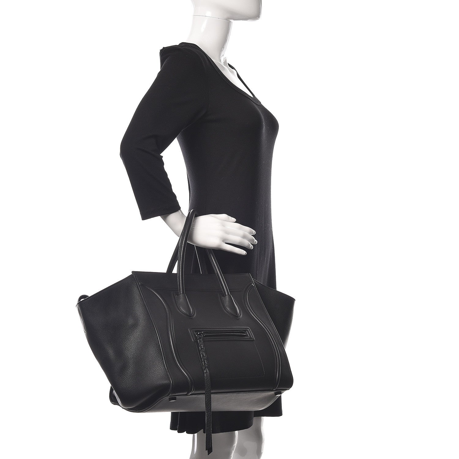 Celine Supple Calfskin Medium Phantom Luggage Black 2 of 12