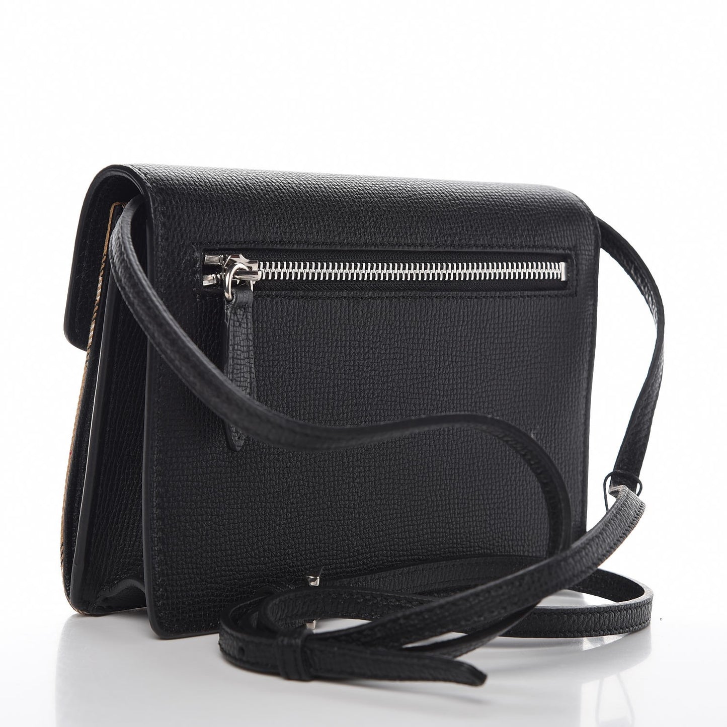 Grainy Calfskin Vintage Check Baby Macken Crossbody Bag Black