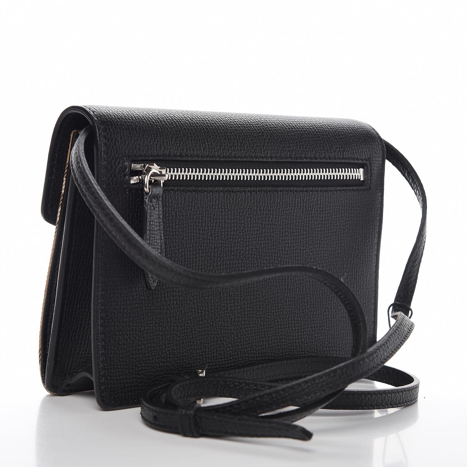 Burberry Grainy Calfskin Vintage Check Baby Macken Crossbody Bag Black 3 of 6