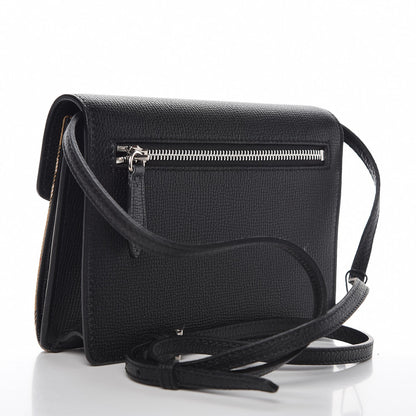 Burberry Grainy Calfskin Vintage Check Baby Macken Crossbody Bag Black 3 of 6