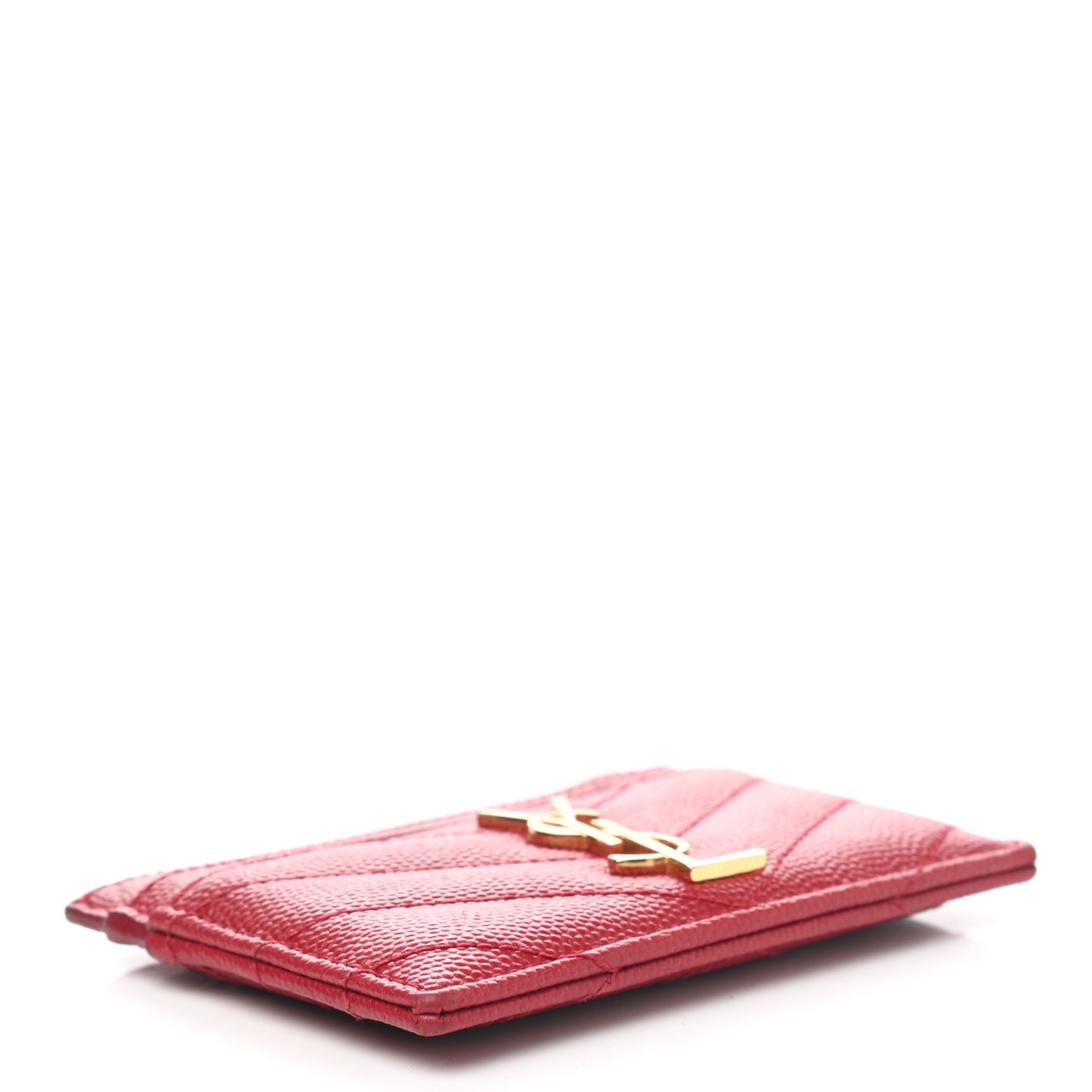 Grain De Poudre Matelasse Chevron Monogram Credit Card Case Rouge Eros