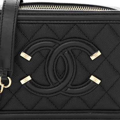 Chanel Caviar Quilted CC Filigree Vanity Clutch With Chain Black 8 of 10