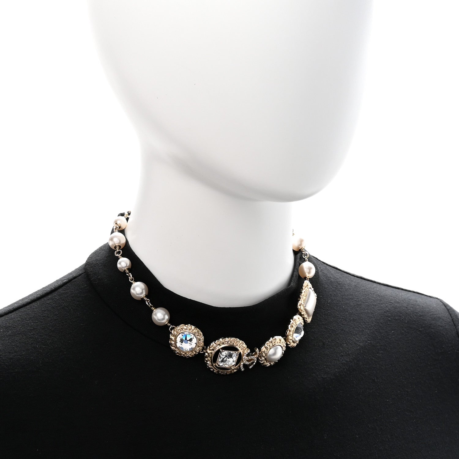 Chanel Crystal Pearl CC Choker Gold 2 of 6