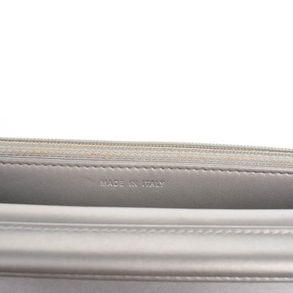 Chanel Metallic Patent Calfskin Quilted Boy Wallet on Chain WOC Silver 7 of 8