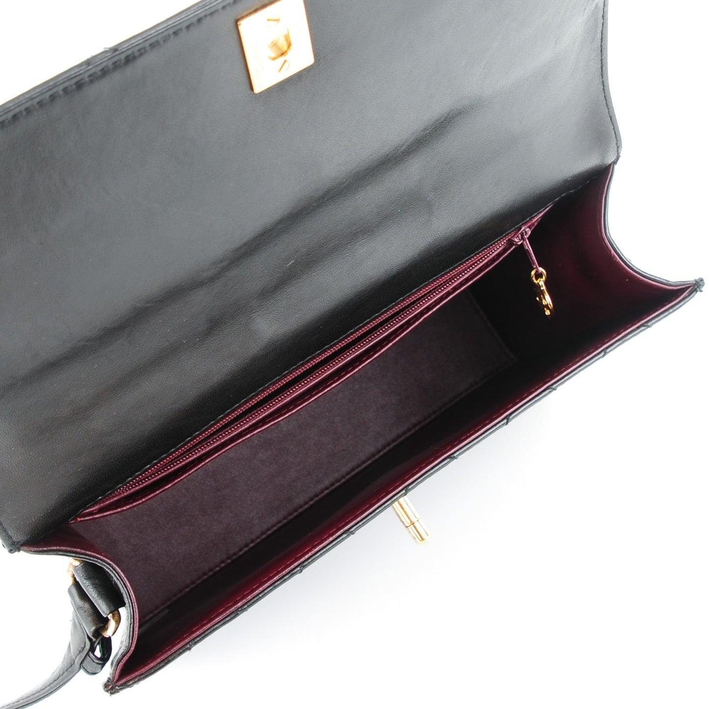 Lambskin Quilted Flap Shoulder Bag Black
