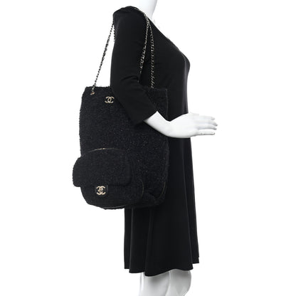 Chanel Tweed Coco Beach Convertible Flap Tote Black 2 of 11