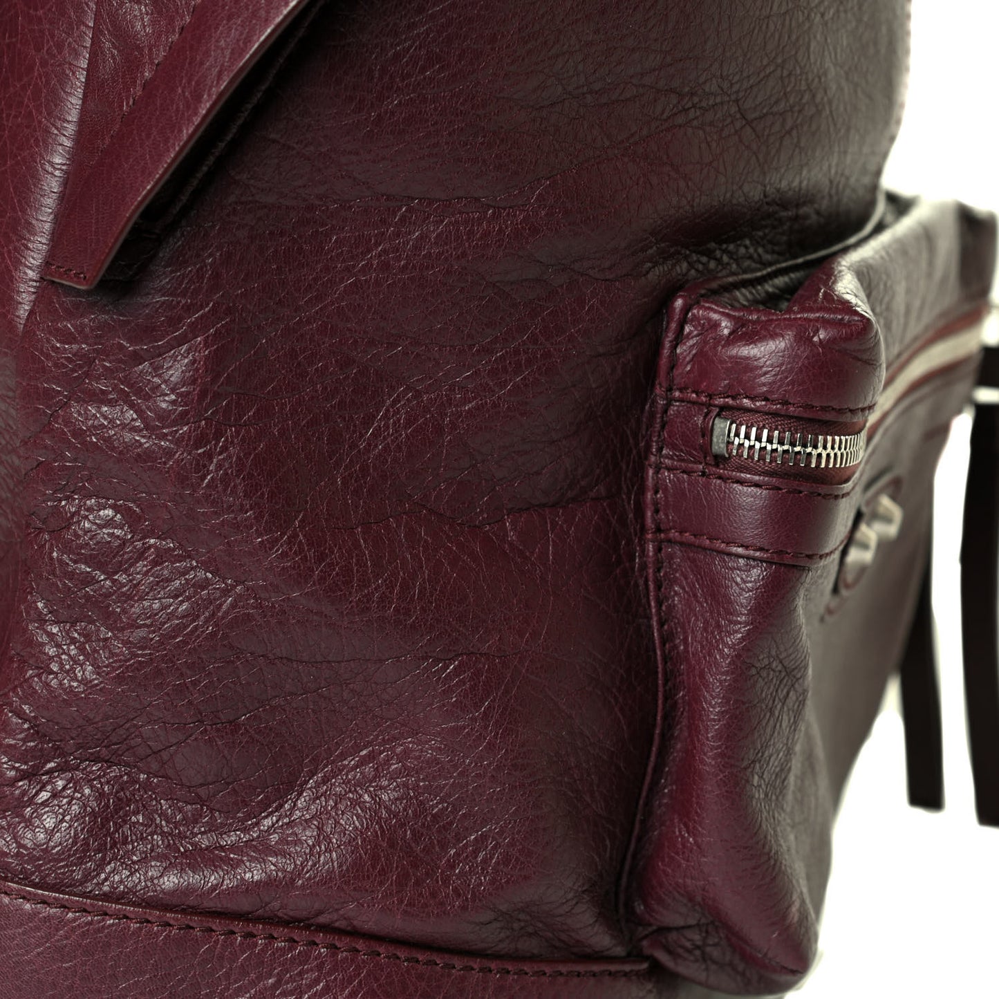 Agneau Classic Silver Hardware Backpack Rouge Lie De Vin