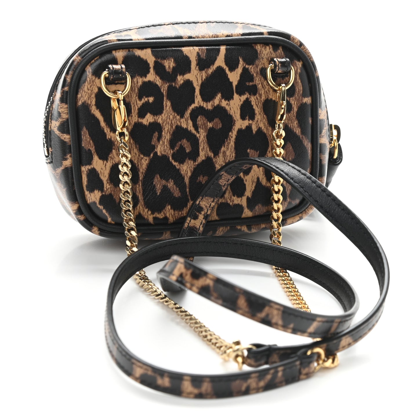 Calfskin Heart Leopard Print Monogram Baby Lou Camera Bag Toffee