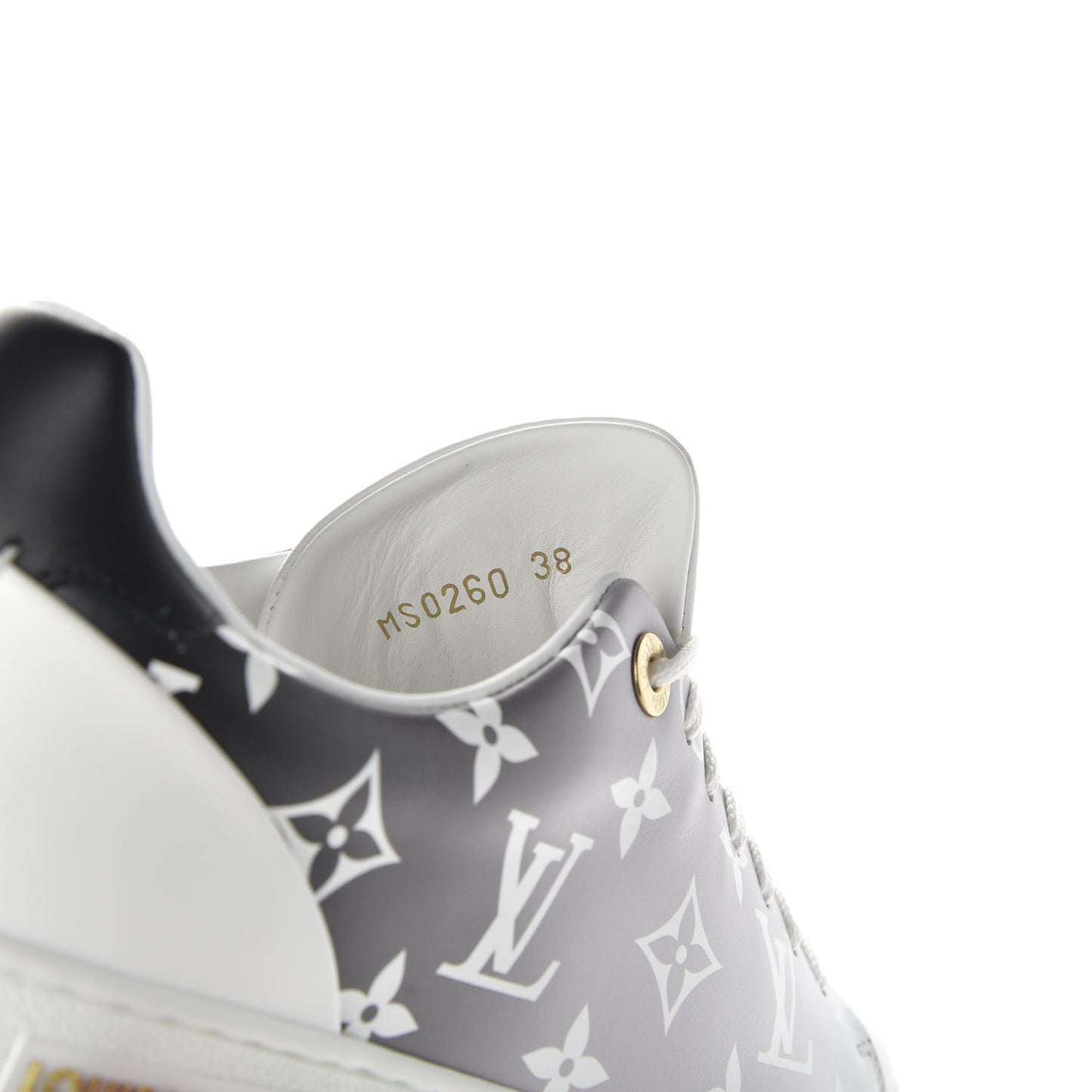 Calfskin Monogram Frontrow Sneakers 38 White Black