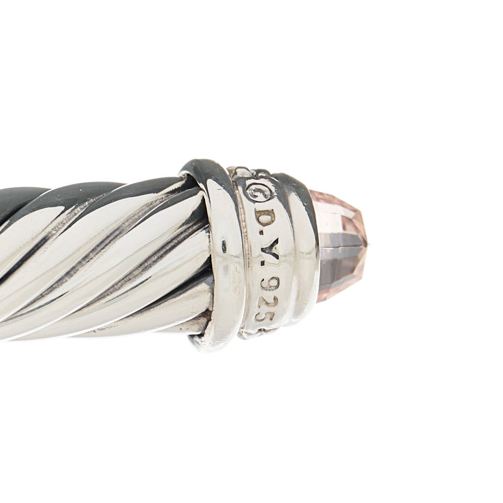 David Yurman Sterling Silver Diamond Morganite 5mm Cable Classics Bracelet 3 of 3