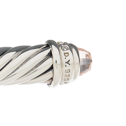 David Yurman Sterling Silver Diamond Morganite 5mm Cable Classics Bracelet 3 of 3