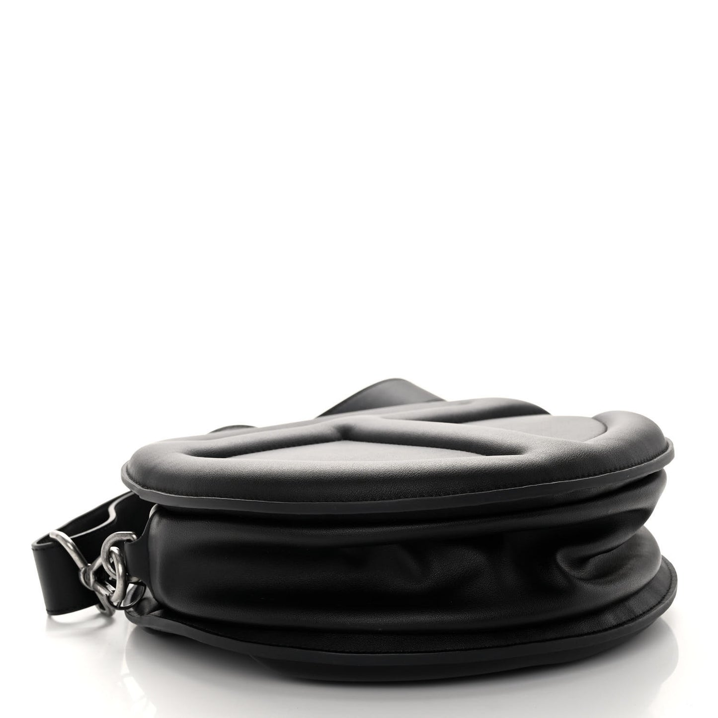 Vegan Leather Round Circle Bag Black
