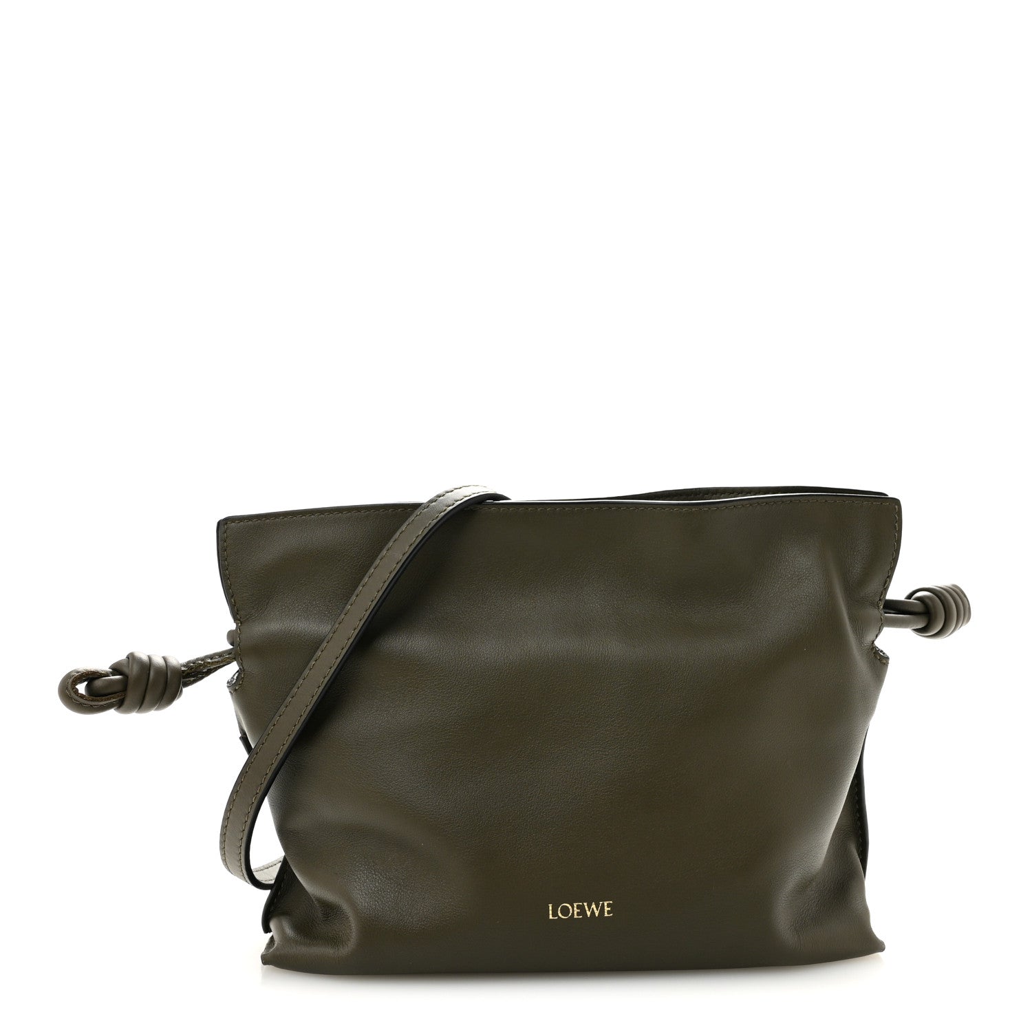 Loewe Calfskin Mini Flamenco Knot Clutch Dark Khaki Green 1 of 10