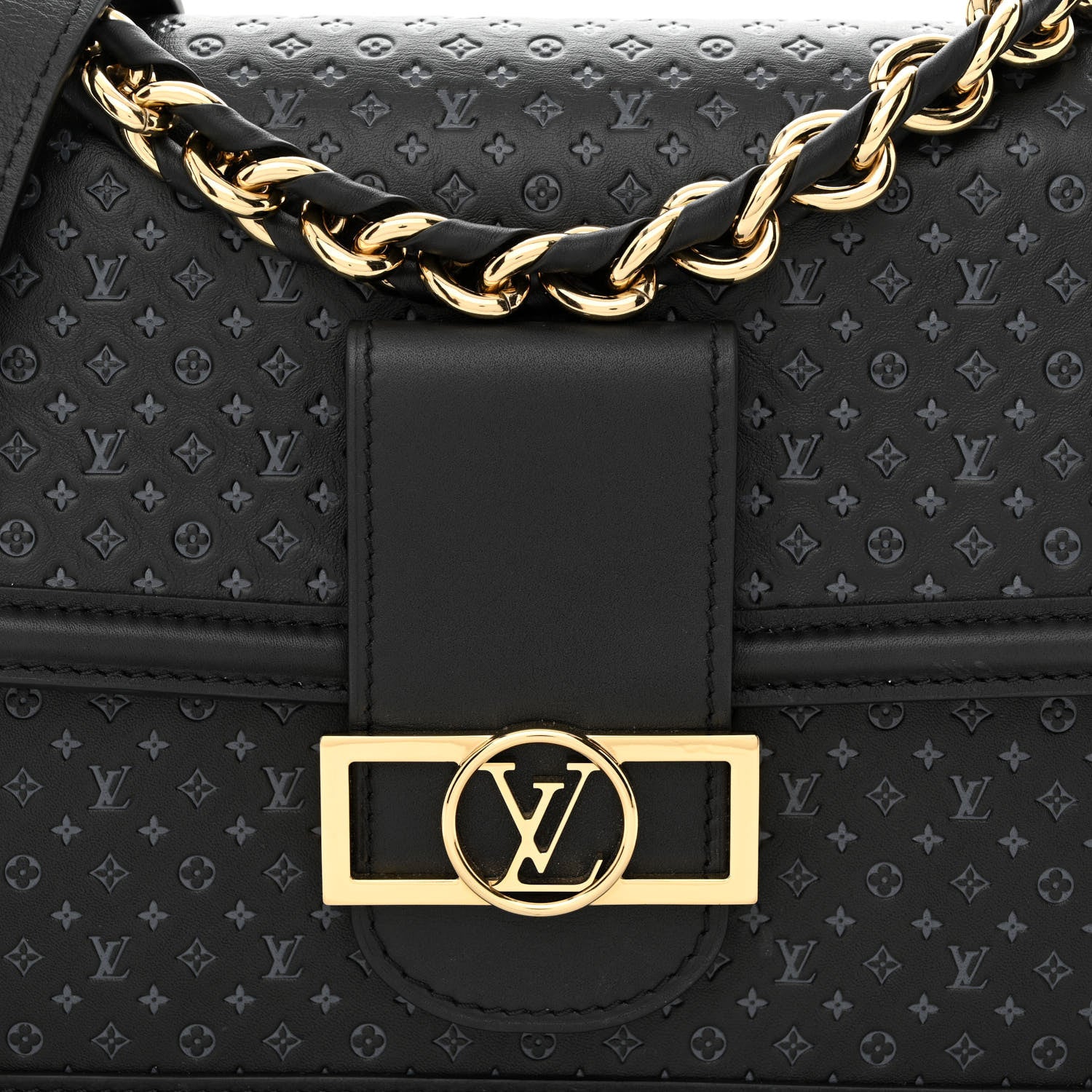 Louis Vuitton Calfskin Nanogram Embossed Dauphine MM Black 7 of 9