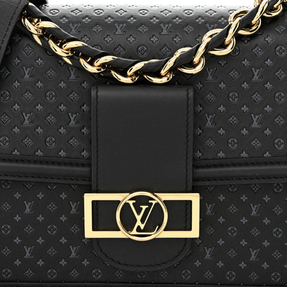 Louis Vuitton Calfskin Nanogram Embossed Dauphine MM Black 7 of 9