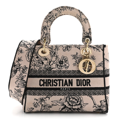 Christian Dior Canvas Embroidered Jardin Botanique Medium Lady D-Lite Light Pink Black 1 of 15