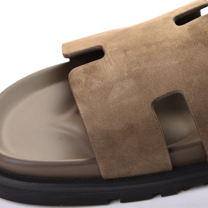 Hermes Suede Goatskin Mens Chypre Sandals 42.5 Vert Army 11 of 12