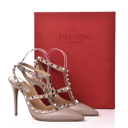 Valentino Garavani Calfskin Nappa Rockstud Ankle Strap 100mm Pumps 39 Poudre 12 of 12