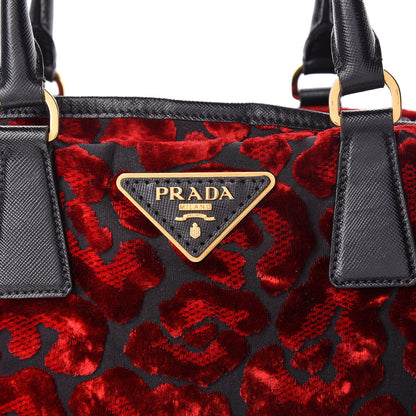 Prada Velvet Saffiano Tote Red 8 of 16