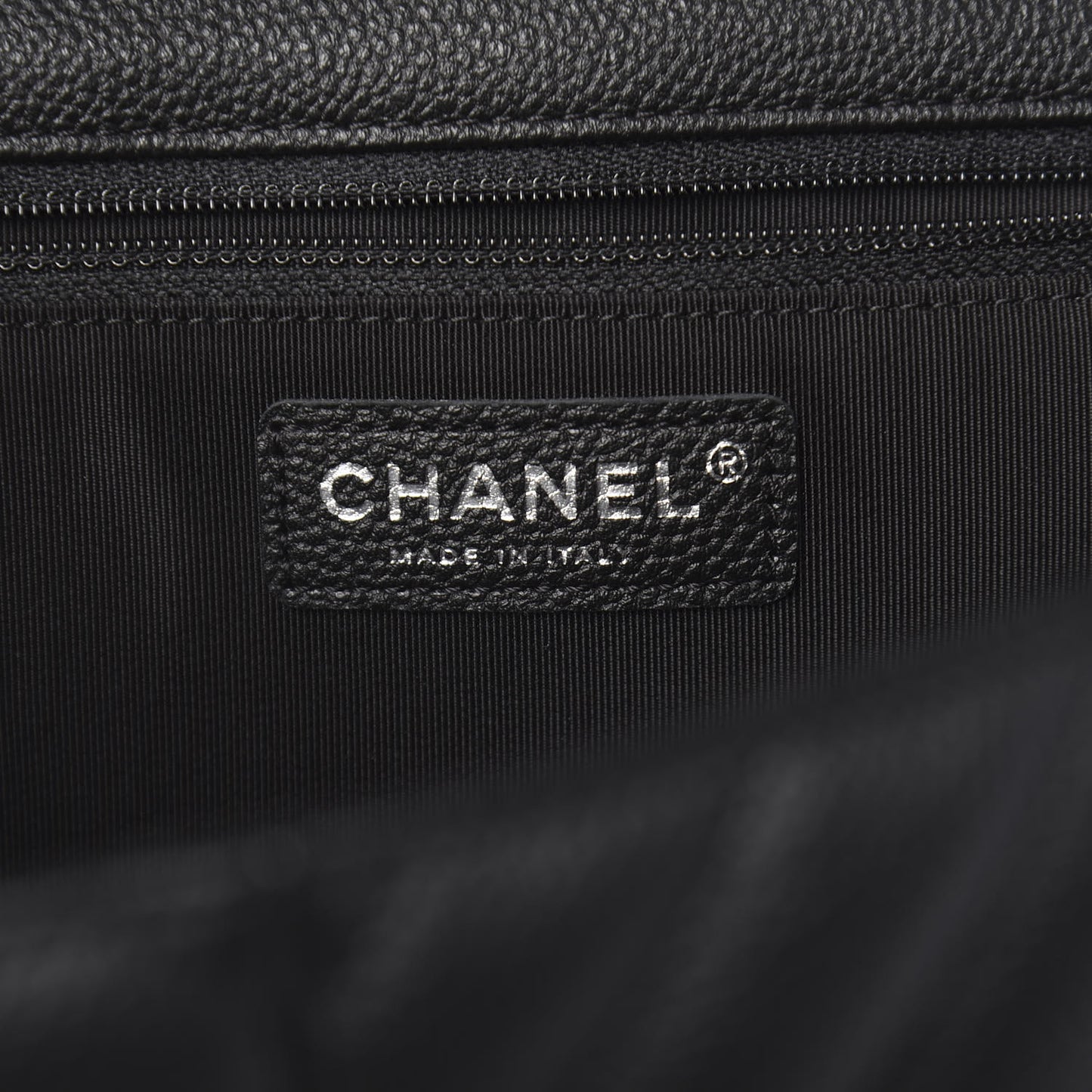 Caviar Chevron Quilted Large Puffy CC Flap Black