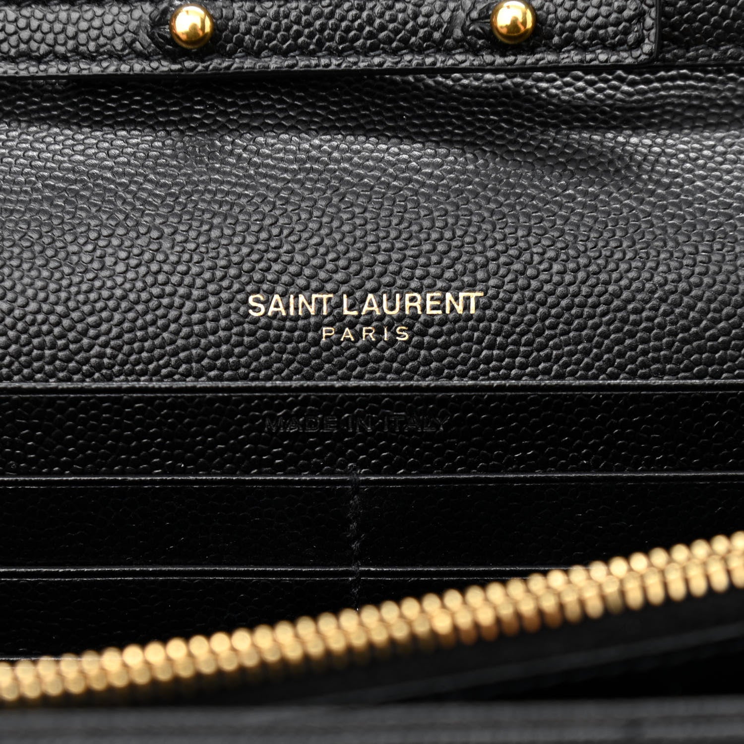 Saint Laurent Grain De Poudre Matelasse Chevron Monogram Chain Wallet Black 6 of 10