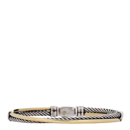 David Yurman Sterling Silver 18K Yellow Gold 3mm Crossover Bracelet 2 of 3