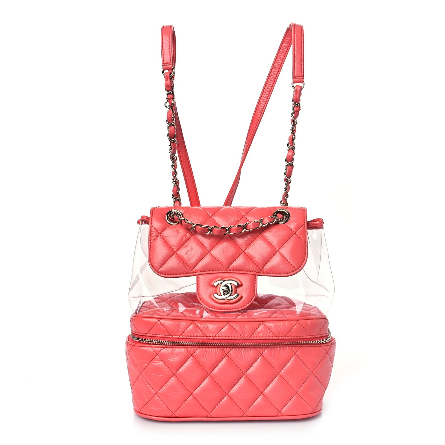 Crumpled Calfskin PVC Quilted Backpack Pink